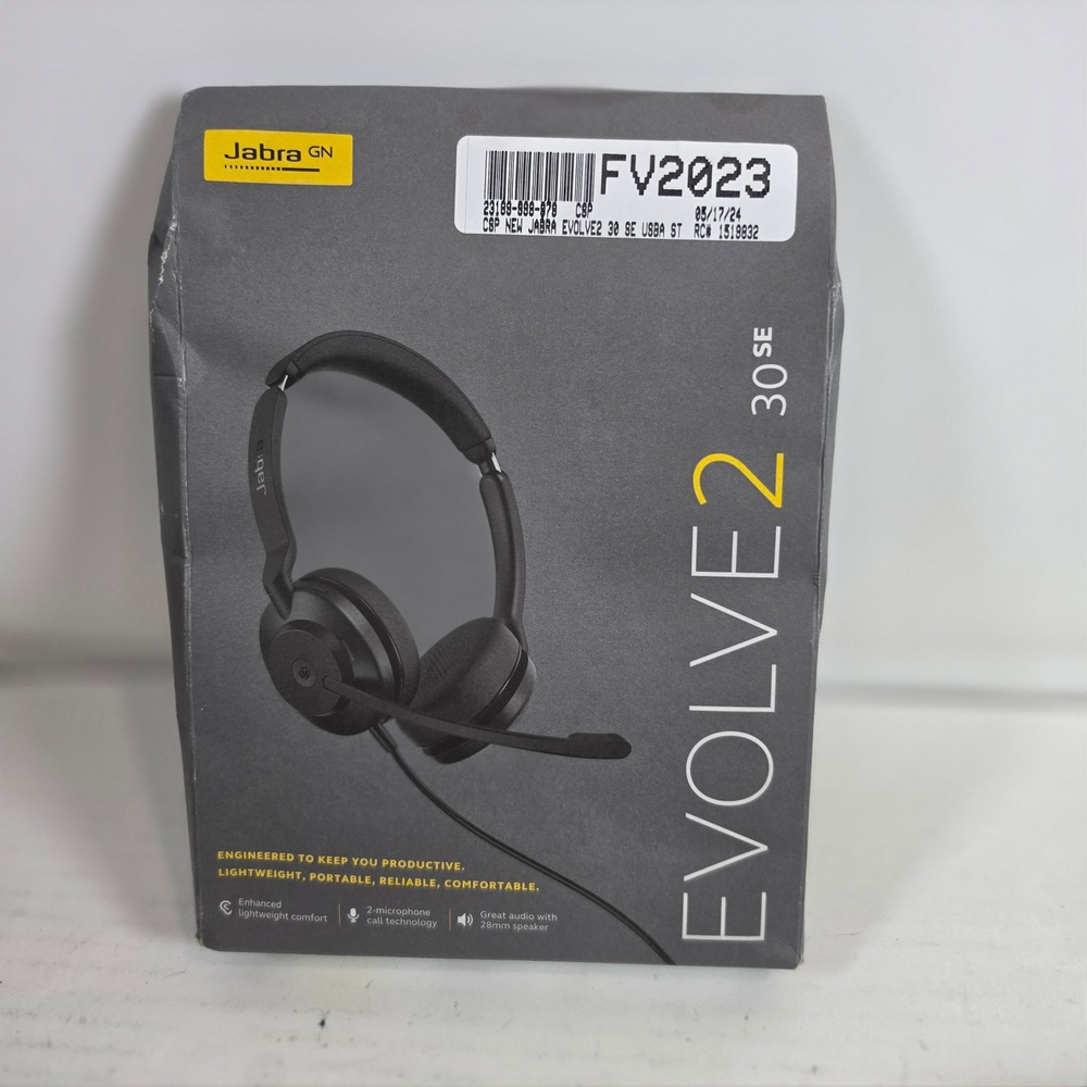 Jabra Evolve2 30 SE MS Stereo Wired Headset USB-A Black  New